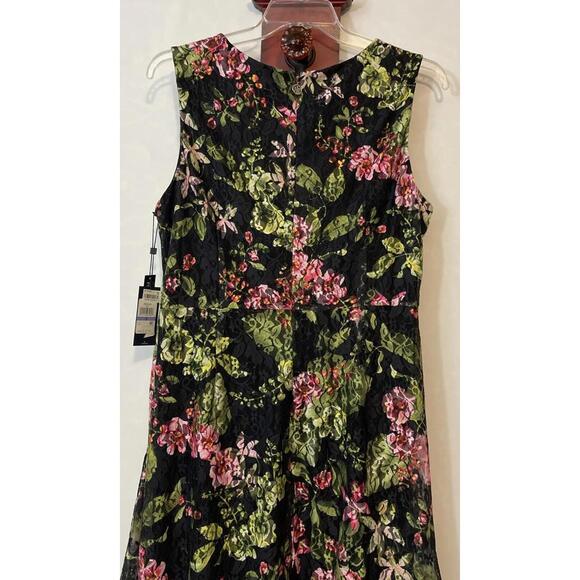 Tommy Hilfiger Womens Size 18 Black Floral Layered Knee Length Dress NWT! A3471 - Picture 12 of 12
